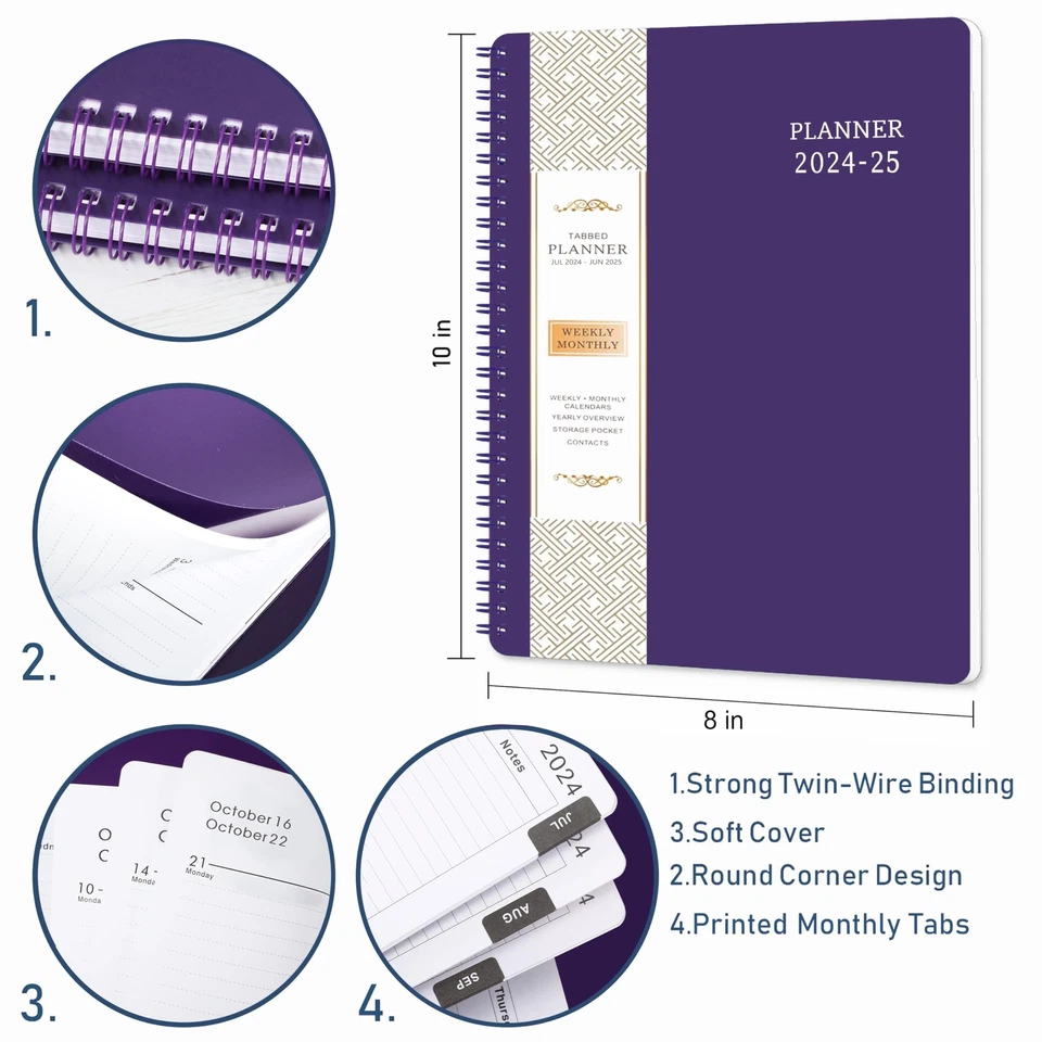 Planner 2024-2025 - Jul. 2024 - Jun. 2025, 8" X 10", 2024-2025 Academic Plann...