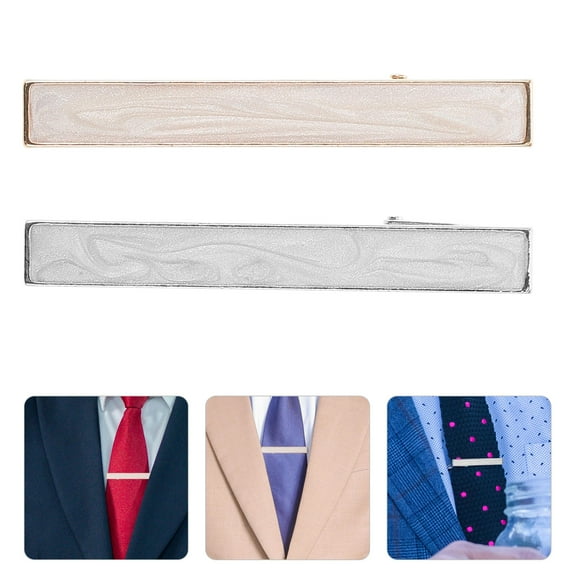 LOLIPPYY 2pcs Men's Tie Clips Stylish Decorative Necktie Clips for Business Events and Shell Design