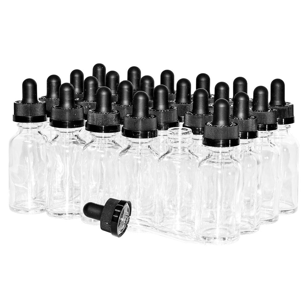 Graduated Glass Dropper Closures For 1 Oz Boston Round Bottles - Large Bulb, 10 Pack, .25-1.0ml Markings