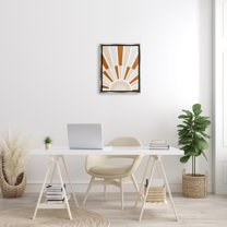 Stupell Industries Abstract Sun on Horizon Alternating Stripes Earth Tones Graphic Art Luster Gray Floating Framed Canvas Print Wall Art, Design by Martina Pavlova