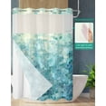 thumbnail image 2 of No Hook Shower Curtain with Snap-in Liner, Turquoise Teal Waterproof Fabric Bathroom Curtains, Chic Abstract Aesthetic Art Modern Bath Curtains & Mesh Top Window 72"x96" Extra Long, 2 of 6