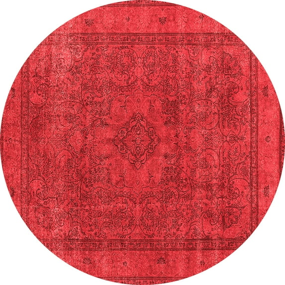 Ahgly Company Indoor Round Oriental Red Industrial Area Rugs, 5' Round
