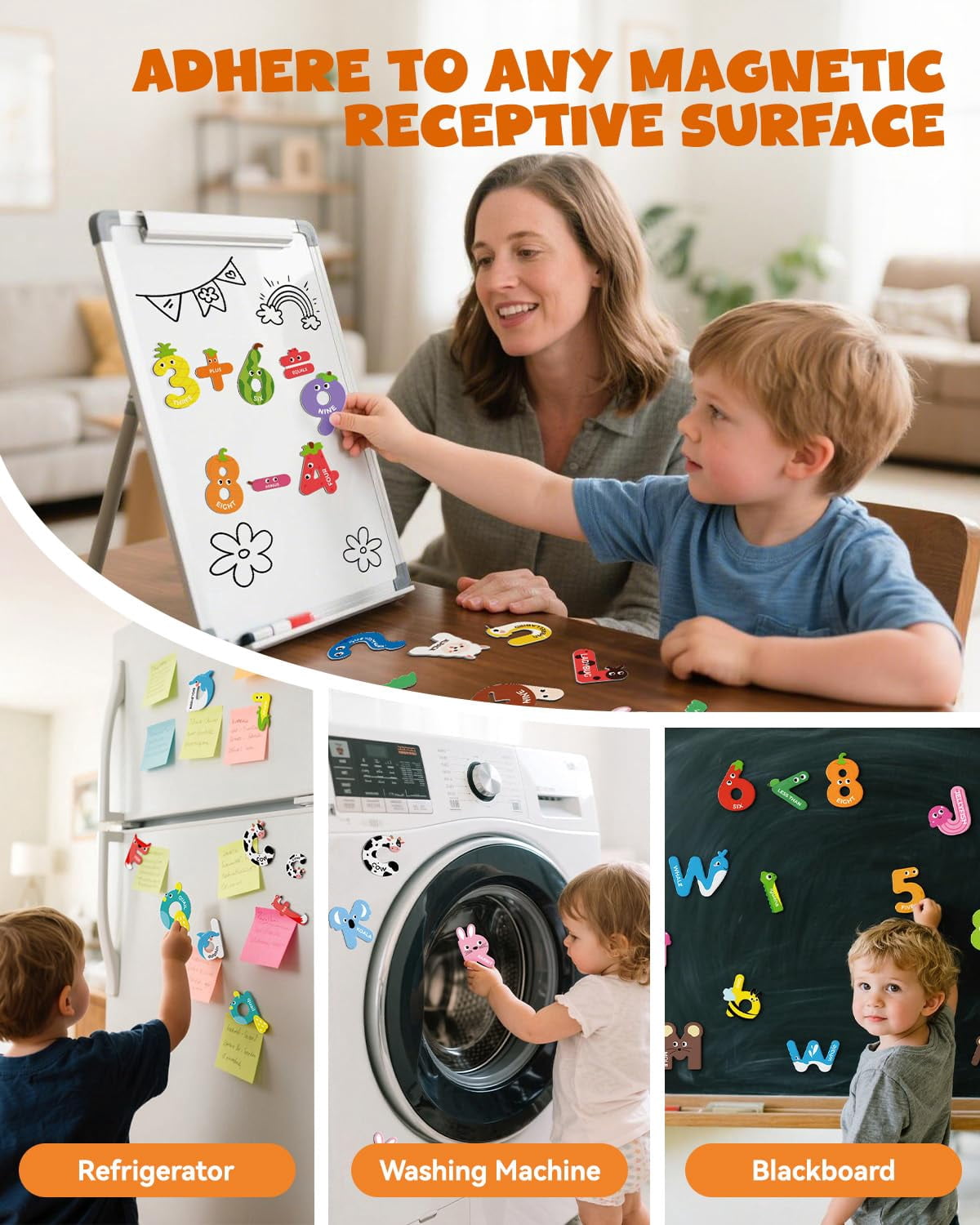 52 PCS Magnetic Letters, Large Cute Animal Alphabet Magnets for Fridge, Uppercase & Lowercase, Choke-Proof  Learning Toys Spelling
