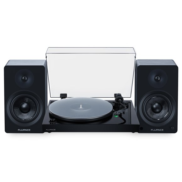 Fluance RT81+ Elite Vinyl Turntable (Piano Black) and Ai61 6.5" Stereo Bookshelf Speakers (Black Ash) Bundle: High Fidelity Sound, Detailed Audio Reproduction, Seamless Integration