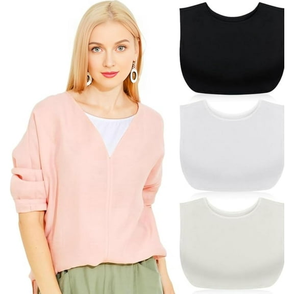 3Pcs Wearable Mock Camisole Bra Insert Overlay Modesty Panel Vest Cleavage Cover for Women Under Blouses