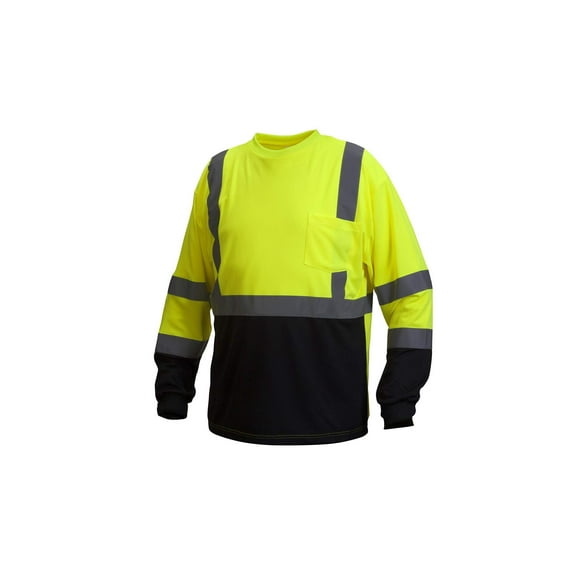 Pyramex RLTS3110BX5 RLTS31B Series T-Shirt Hi-Vis Lime Long Sleeve - Black Bottom - Size 5X Large