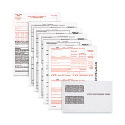 Five-Part 1099-DIV Tax Form Kit for Inkjet/Laser Printers, Five-Part Carbonless, 8.5 x 5.5, 2 Forms/Sheet, 100 Forms Total