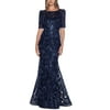 XSCAPE Women's Sequinned Ball Gown Blue Size 12