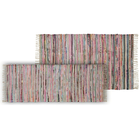 Chesapeake Merchandising Multi Chindi 2pc Pastel Rug Set (3' x 5'/24" x 60")