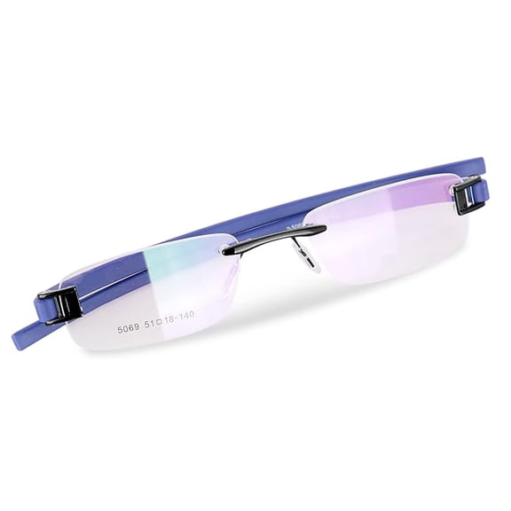 RSINC Rimless frame eyeglass Spectacle Optical Prescription For Men And Women Modern Unisex Business Collage Fashion School Ladies Sports Tag Blue- Blue -51-18-140