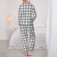 thumbnail image 6 of Goofa Gray Checkboard Printed Women’s 2 Piece Pajama Set Super,Pajamas Women's Long Sleeve Sleepwear Soft Button Down Loungewear Pjs Lounge Set Nightwear-Small, 6 of 9