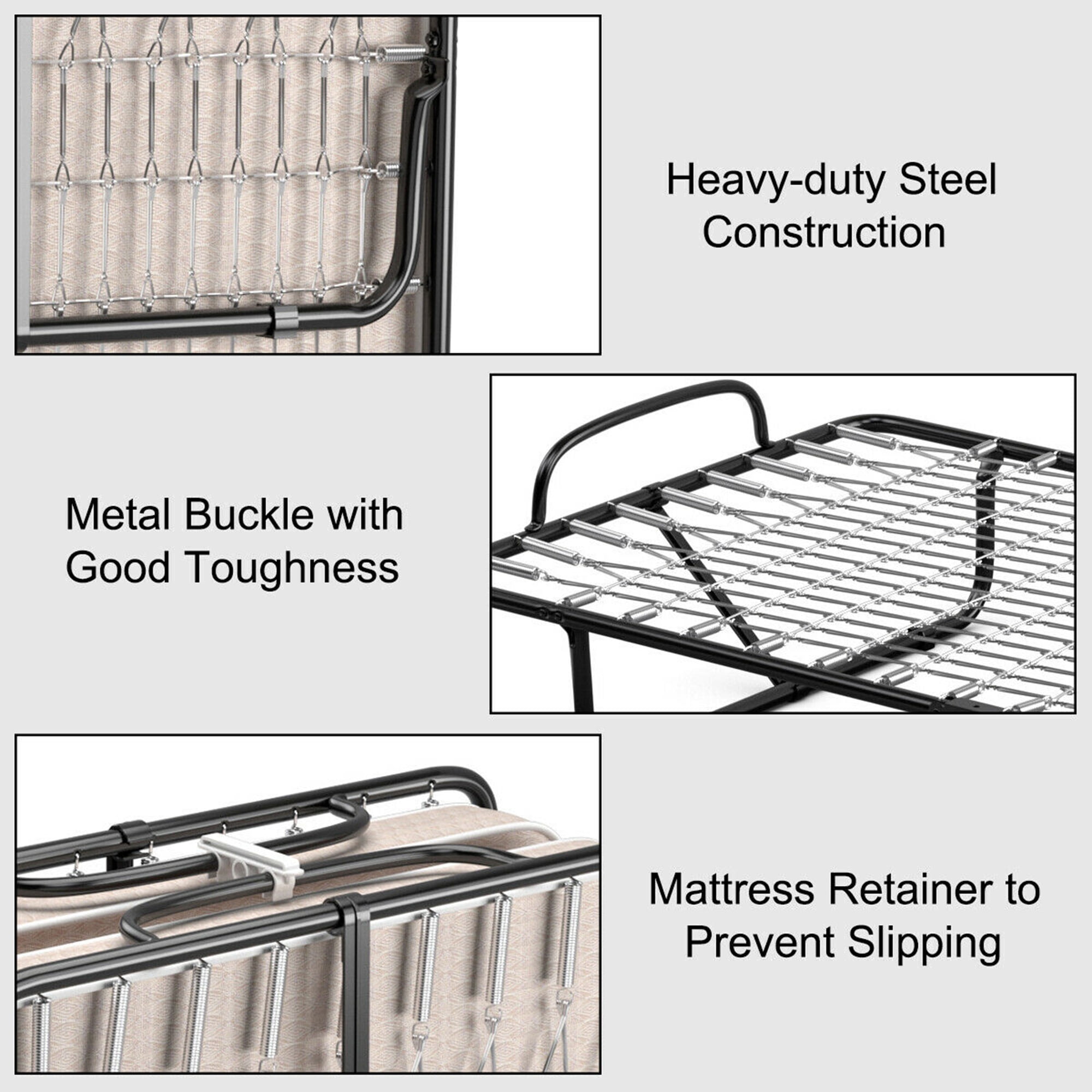 Gymax Folding Bed with Mattress Portable Rollaway Guest Cot Memory Foam Beige