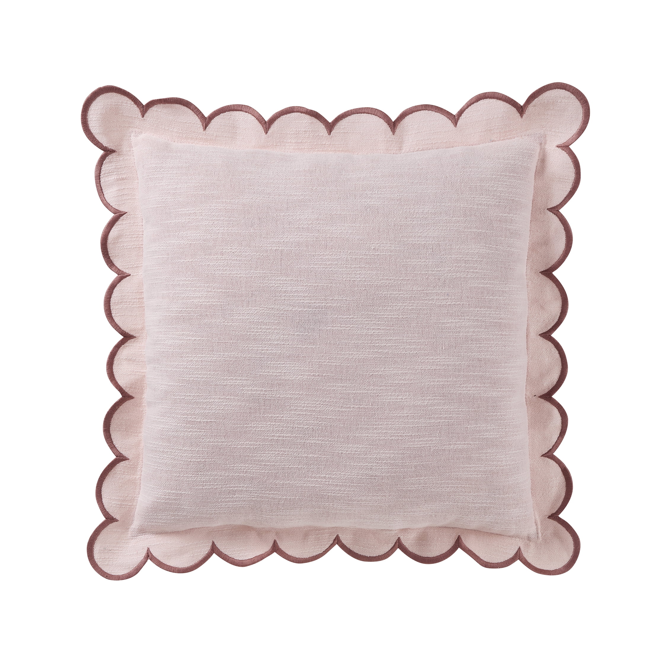 (2 pack) Home Decor Collection 19" x 19" Blush Pink Scallop Flange Cotton-Rich Decorate Pillow