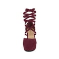 thumbnail image 2 of BLISSFUL STEP Women's Pumps Block Heels Platform Strappy Lace up Pumps Burgundy 11, 2 of 8