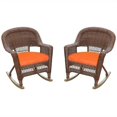 thumbnail image 1 of Jeco Wicker Rocker Chair in Honey with Orange Cushion (Set of 2), 1 of 9