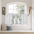 thumbnail image 2 of Easter Bunny Tier Curtains 36 Inch Length, Eucalyptus Leaves Grey Checkered Farmhouse Cafe Short Curtains for Bathroom Over Sink, Small Kitchen Curtain Light Filtering Drapes 2 Panels 27.5"Wx36"L, 2 of 8
