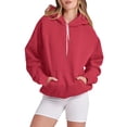 thumbnail image 2 of Linfrsh Womens Hoodies Essentials Women's Fleece Full-Zip Hoodie (Available in Plus Size)(A-Red,M), 2 of 6