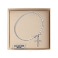 thumbnail image 3 of 7 1/4 inch Oval Eye Hook Bangle Bracelet w/ Loop Cross medal charm w/ Light Purple Swarovski Crystal, 3 of 3
