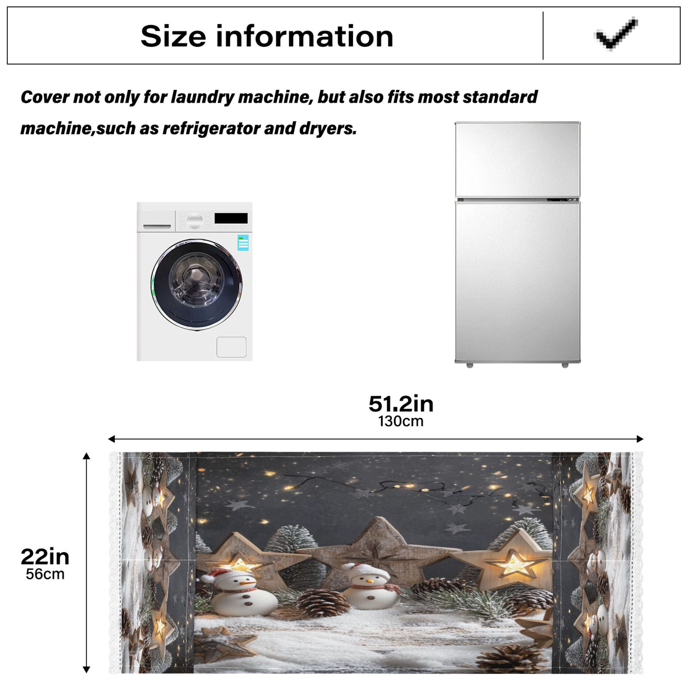 Christmas Backdrop PatternWasher and Dryer Covers Dust-Proof and Oil Resistant Fridge Cover with 4 Storage Pockets Washing Machine Top Cover for Laundry Kitchen Home 51.2 x 22 In