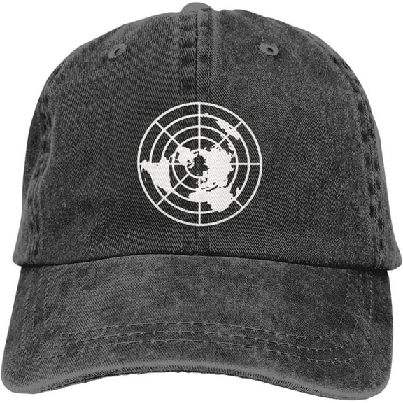 Flat-Earth Hat Distressed Cotton Washed Baseball Cap Black Novetly Denim Hats Unisex Adjustable