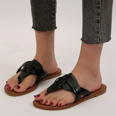 

Christmas Leisure Roman Style Women s Solid Color Summer Non Slip Slip On Flat Beach Open Toe Breathable Sandals Flip Flops Shoes Slippers