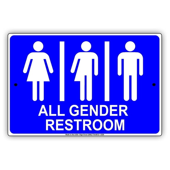 All Gender Restroom Unisex Ridiculous Hilarious Epic Funny Novelty Caution Alert Notice Aluminum Note Metal Sign 8"x12" Plate