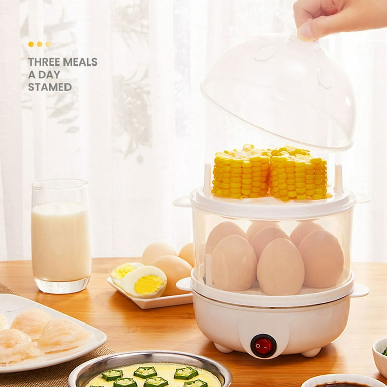 Egg Cooker,Egg Steamer,Double Layer Household Timed Stainless Steel  Automatic Power Off Egg Boiler One Layer Can Steam 7 Eggs Electric Egg  Boiler