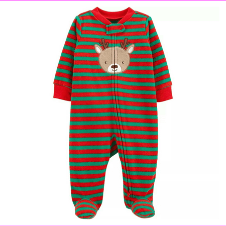 

Carter s Baby Boy Reindeer Fleece Sleep and Play Green 6M