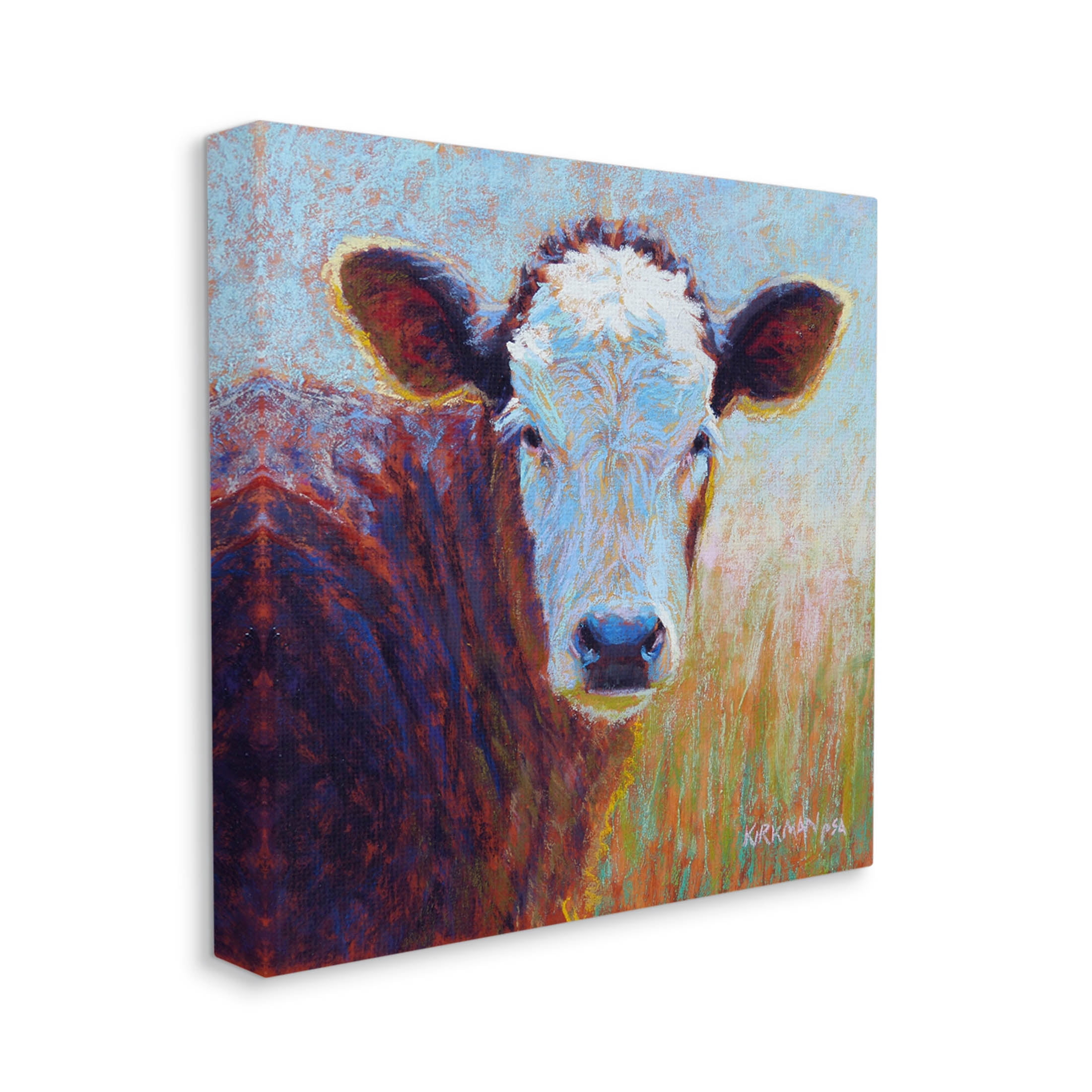 Country Cow Gazing Painting Animals & Insects Painting Gallery Wrapped Canvas Print Wall Art