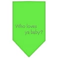 thumbnail image 1 of Who Loves Ya Baby Rhinestone Bandana Lime Green Large, 1 of 1