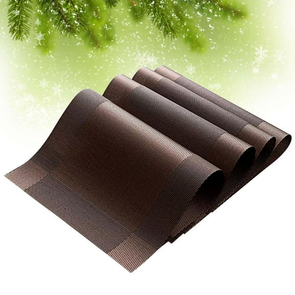 CATIEBYE Heat Resistant Placemats Set 4Pcs Brown PVC Table Placemats Anti-slip Waterproof Dining Table Decor