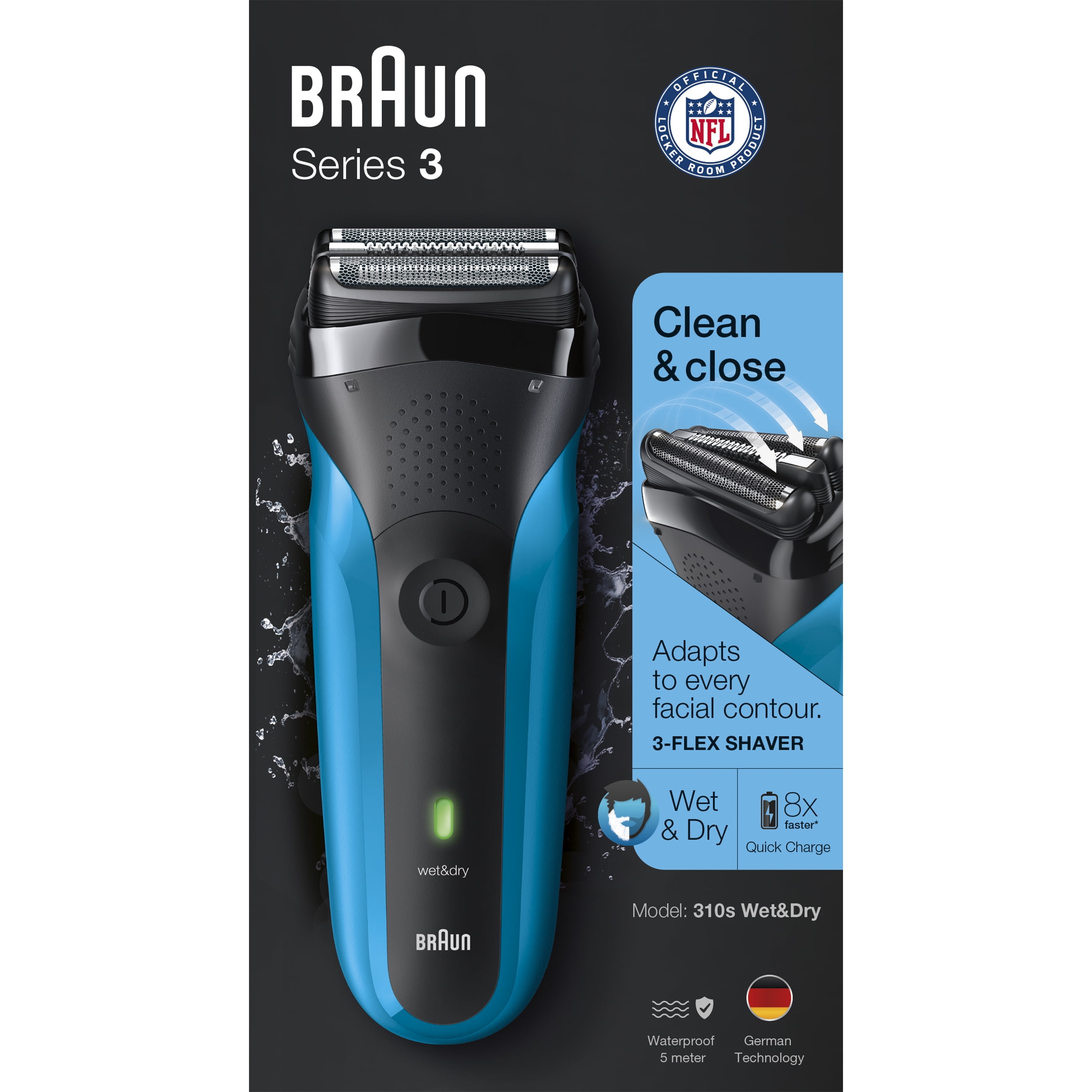 * Braun Series 3 Wet Dry Electric Shaver for Men Rechargeable 310s