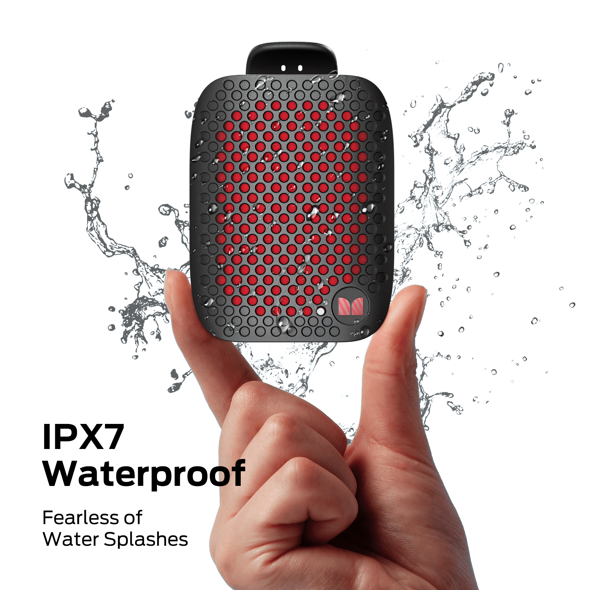 Monster Wearable Clip-On Portable Bluetooth Speaker, Rechargeable Wireless Speaker, Black