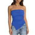 thumbnail image 6 of GigrtiJin Women's Summer Trendy Tops Solid Color Asymmetrical Hem Strapless Top Beach Vacation Slimming Sleeveless Tops, 6 of 8