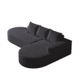 thumbnail image 6 of JERFIT Modern Chenille Fabric L-Shaped Sectional Sofa C Couch with Pillows, Modular Curved Design for Living Room, Black, 6 of 10