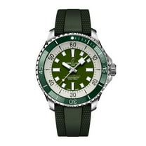 Breitling Superocean Automatic 44 Green Dial Rubber Strap Men's Watch A17376A31L1S1