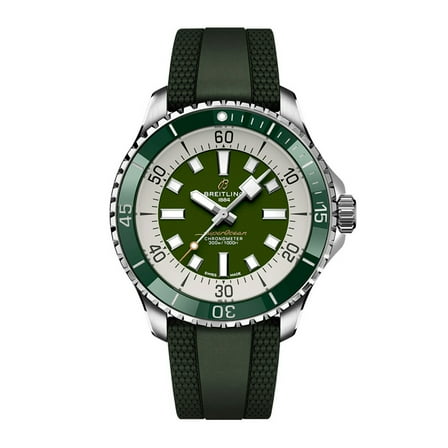 Breitling Superocean Automatic 44 Green Dial Rubber Strap Men's Watch A17376A31L1S1