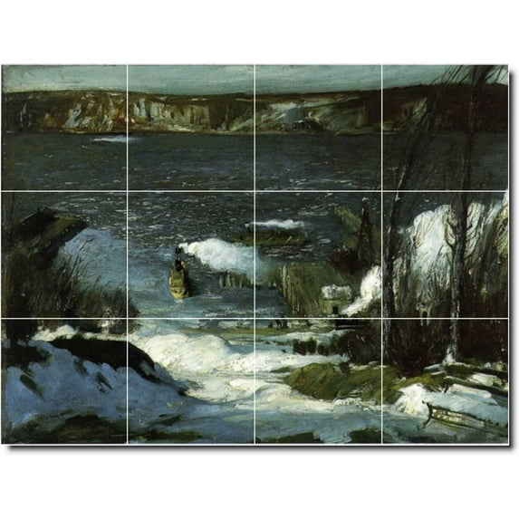 Ceramic Tile Mural-George Bellows Waterfront Painting 190. 24" w x 18" h using (12) 6 x 6 ceramic tiles