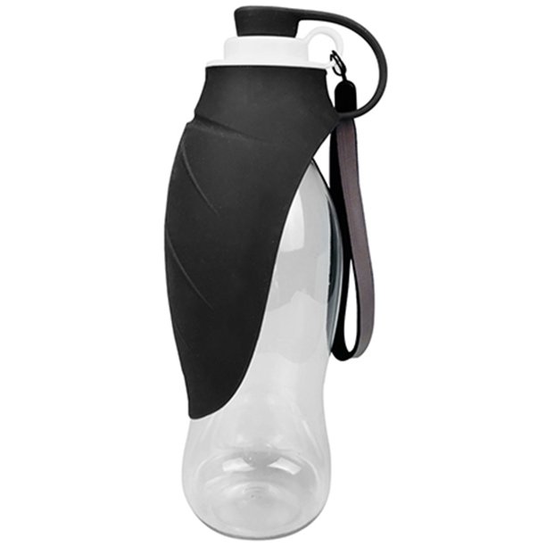 Botella de agua para perros de 580 ml Botella para beber para mascotas a prueba de fugas Taza colgante (negro)