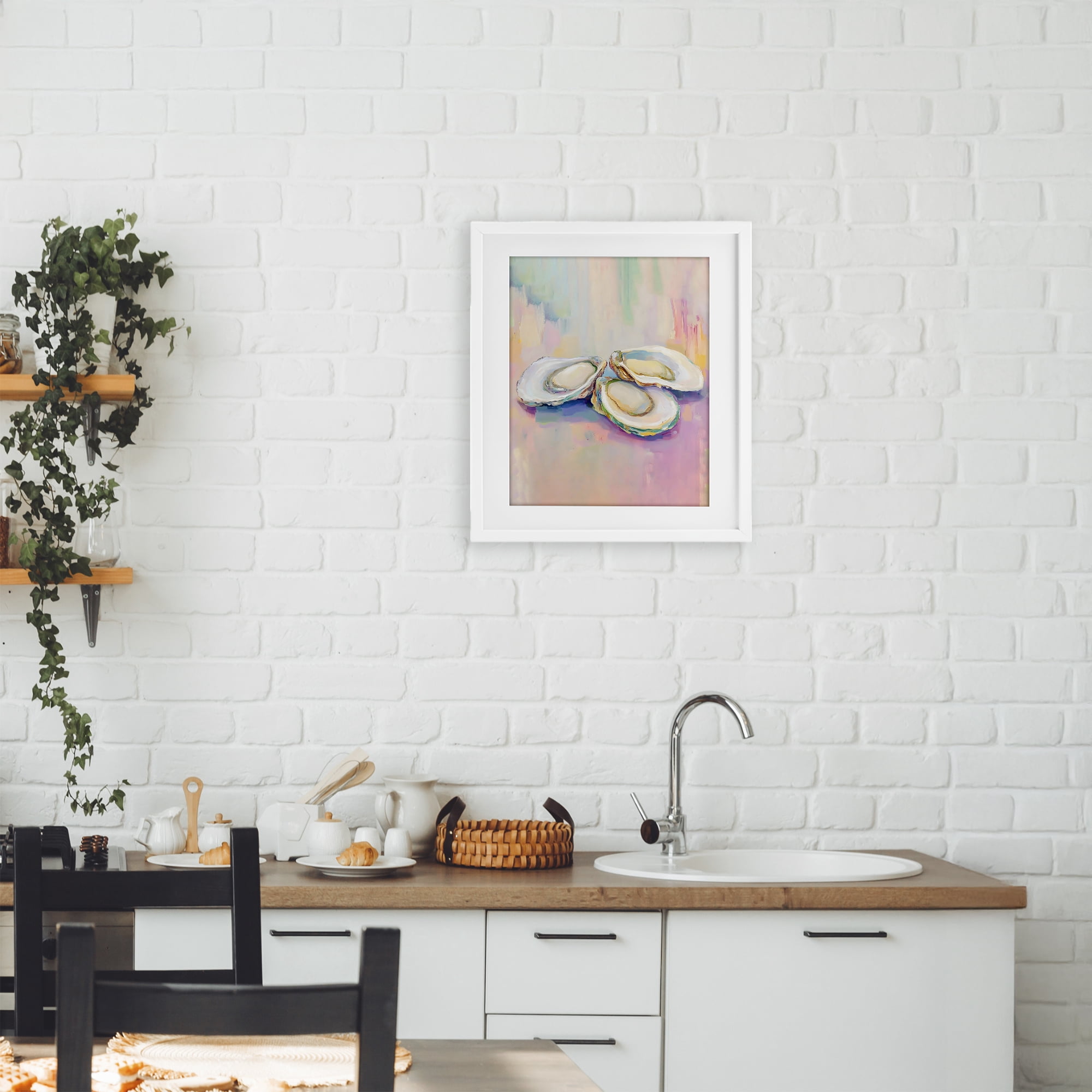 Stupell Industries Pastel Oysters Harmony White Framed Print Under Glass, design by The Prints Vibe