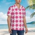 thumbnail image 5 of Goofa Plaid Heart Hawaiian Shirt for Men, Unisex Summer Beach Casual Short Sleeve Button Down Shirts,Aloha Tropical Floral print shirt-XX-Large, 5 of 9