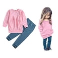 thumbnail image 1 of Cm C&M Wodro Ropa Para Niñas Pequeñas Conjunto De Camisetas De Manga Larga Y Pantalones Largos Cálidos De Invierno (Rosa 5-6 Años (130)), 1 of 1