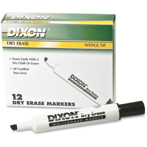 Ticonderoga Dry Erase Whiteboard Markers Broad, Fine Marker Point - Wedge Marker Point Style - Black - 12 / Dozen