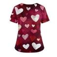 thumbnail image 3 of CCRFTGI Valentines Scrubs for Women Funny Love Heart Print Nurse Working Uniforms Trendy V Neck Scrub Shirt Party Short Sleeve Tees Blouse with Pockets Wine XL, 3 of 4