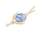thumbnail image 4 of Blue Color Cameo White Crystal  Goldtone Carved Necklace for Women Jewelry for Women Size 20.5-22.5" Ct 4.92 Birthday Christmas Gifts, 4 of 8