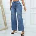 thumbnail image 5 of Tdoqot Baggy Jeans for Women Casual Ripped High Rise Wide Leg Womens Denim Pants Dark Blue Size 12, 5 of 7