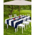 thumbnail image 4 of Outdoor Tablecloth with Umbrella Hole Rectangle 60x84inch, Nautical Stripe Navy Spillproof Fabric Outdoor Tablecloths, Blue White Picnic/Patio Zipper Table Covers, 4 of 6