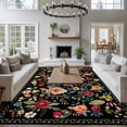 thumbnail image 5 of Watercolor Flowers Area Rug 8x10 Washable Rug Non Slip Farmhouse Floral Vintage Black Large Area Rug Soft Stainresistant Indoor Floor Carpet for Living Room Bedroom Home Office Dining Room Nursery, 5 of 8