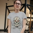 thumbnail image 3 of Tee Hunt Calavera Sugar Skull T-Shrit Mexican Day of The Dead Dia de Muertos Women's T-Shirt Tee, Gray, X-Large, 3 of 5