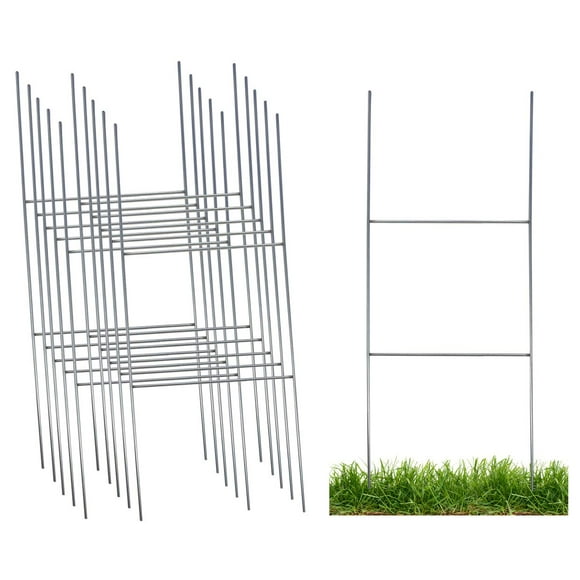 Sturdy Metal Wire Step Stake Frame for Yard Signs - 10 x 24 inch H Frame Wire Stake Sign Spikes (10 Pack) Ease to use, Made in USA, Same Day Shipping